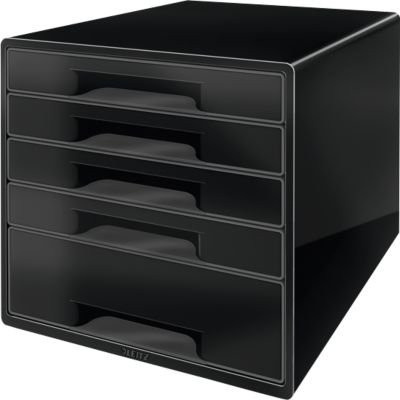 LEITZ Schubladenbox WOW CUBE 5214 aus Polystyrol mit 5 Schüben für DIN A4, schwarz - Bild 1