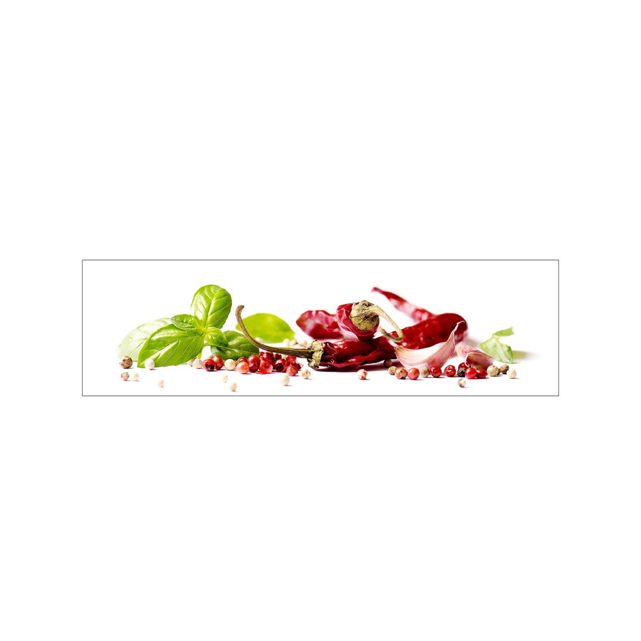MySpotti Küchenrückwand Profix Cucina Herbs und Spice aus Aluminium, Rot-Grün, B: 210 cm, H: 60 cm, T: 2 cm - Bild 1