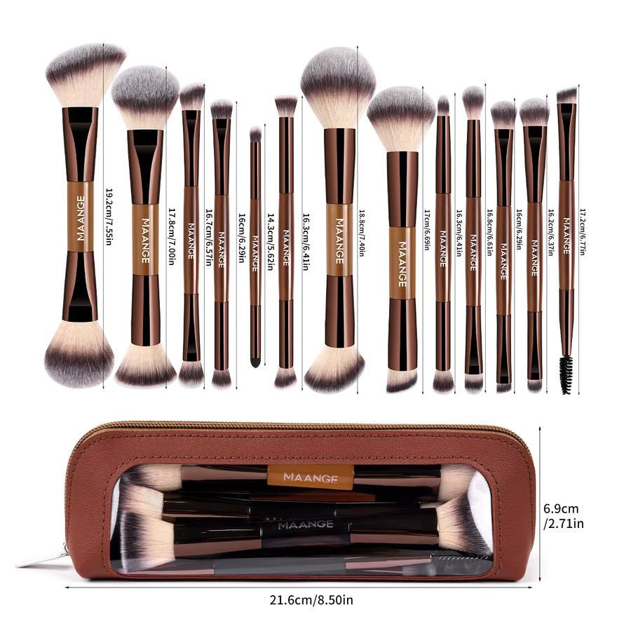 MAANGE Make-up-Pinsel-Set mit Aufbewahrungstasche, 13-teilig, Unisex - Bild 2