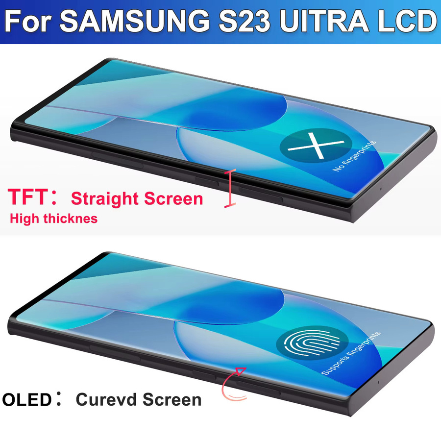 Samsung S23 Ultra 5G Ersatzdisplay mit Rahmen als TFT LCD Bildschirm und Digitizer in Schwarz - Bild 3