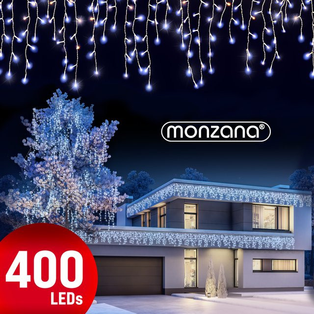 Monzana Regenlichterkette LED Weihnachten in Weiß mit 15m Länge und IP44 Schutz für Innen- und Außenbereich - Bild 1