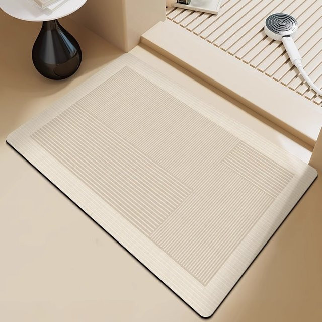 VIKAMA Badezimmer-Fußmatte aus Kieselgur, saugfähig und rutschfest, rechteckig, Breite: 60 cm, Tiefe: 40 cm, Höhe: 0,4 cm - Bild 1