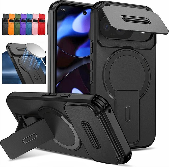 MagSafe Wireless Charging Case für Google Pixel 10, 9 Pro XL, 10 Pro, 9A und 10 5G mit Kamera-Schutz und Kickstand in Schwarz und Grün - Bild 1