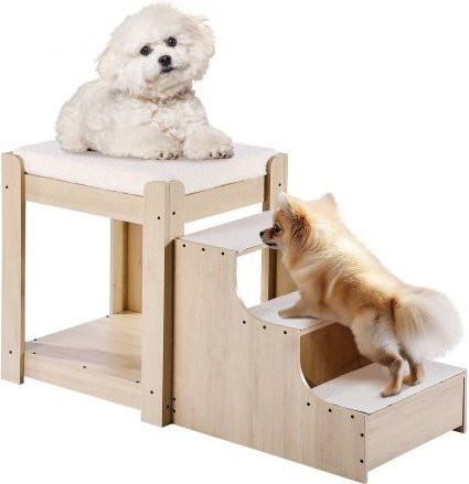 VEVOR Etagenbett für Hunde und Katzen mit Treppe und Schaumstoffkissen, mehrstufige Haustier-Lounge-Plattform in Beige, B/T/H: 120 x 50 x 65 cm - Bild 1