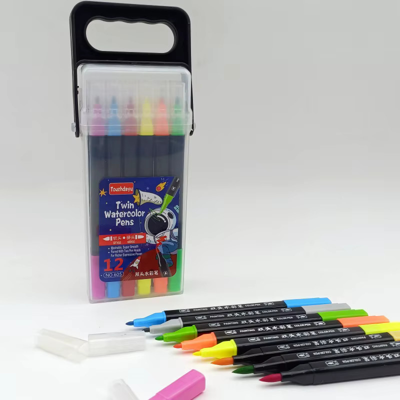 Twin-Aquarellstift-Set mit zwei Spitzen, waschbare Marker in Multicolour für Kinder zum Zeichnen und für den Schulkunstbedarf - Bild 2