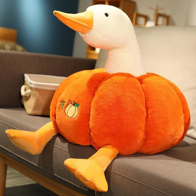 Yiran toy Süße Ente und Kürbis Zwei-in-Eins Plüschtier, Kissen, 80cm - Bild 1