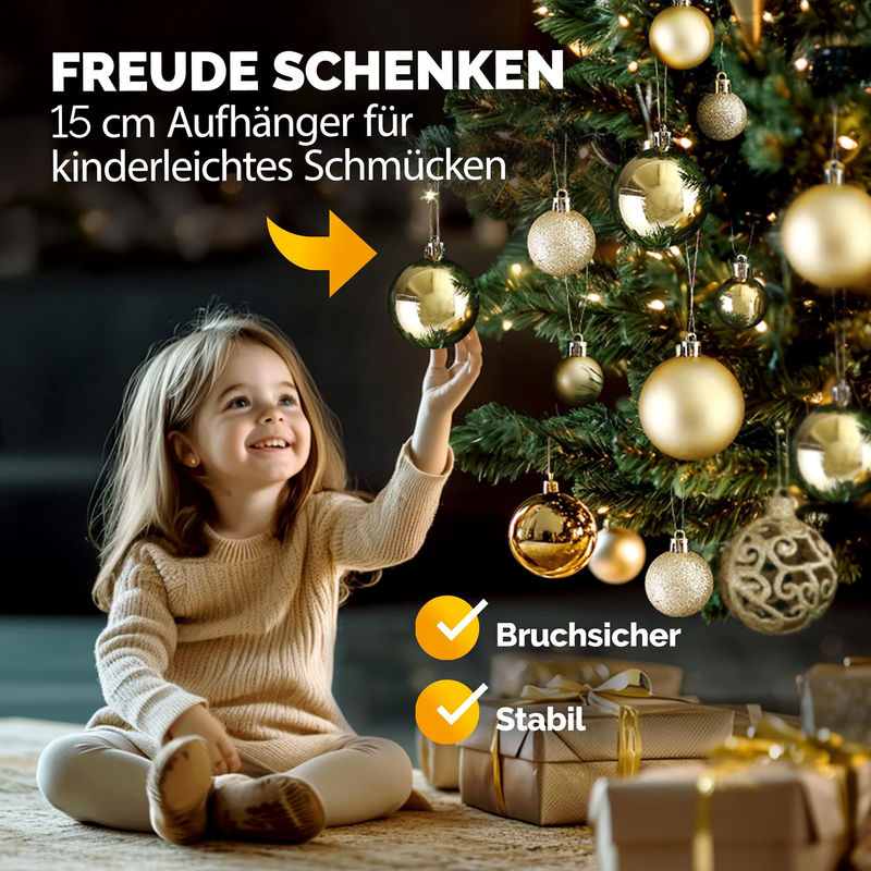 CASARIA Weihnachtskugeln Gold 100-teilig aus Kunststoff als Hängeornament für deine Weihnachtsdekoration - Bild 4