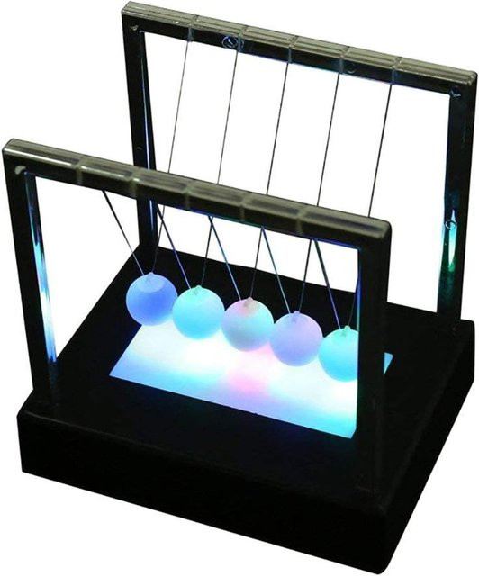 TOMTOP JMS Newtons Swing Ball LED-Leuchten, modernes Schreibtischspielzeug mit Balance-Bällen in Grau - Bild 1