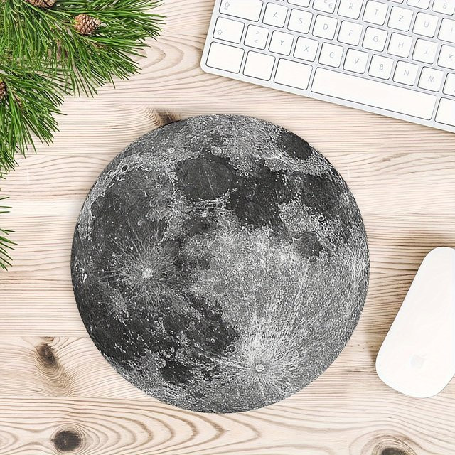 Moon Design Spiel-Mauspad kreisförmig aus Naturkautschuk in Weiß und Grau - Bild 1