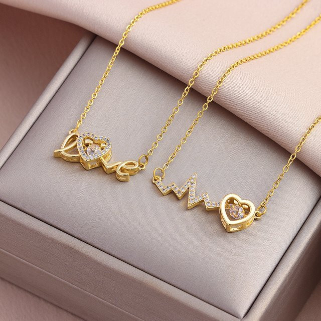 Marisa Halskette, Herz Anhänger, Gold, Zirkonia, Damen - Bild 1