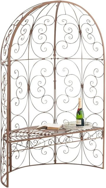 DELUKE Halbpavillon BOSTON aus Metall mit Sitzbank und Rankhilfe, Farbe Antik Braun, B/T/H: 120 x 58 x 178 cm - Bild 1
