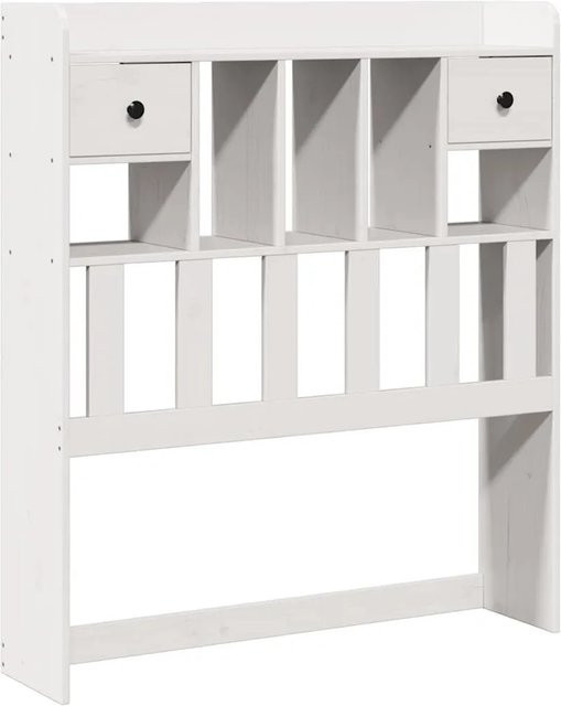 vidaXL Kopfteil mit integriertem Regal aus Massivholz Kiefer in Weiß, Breite: 75 cm, Höhe: 110 cm, Tiefe: 23 cm - Bild 1