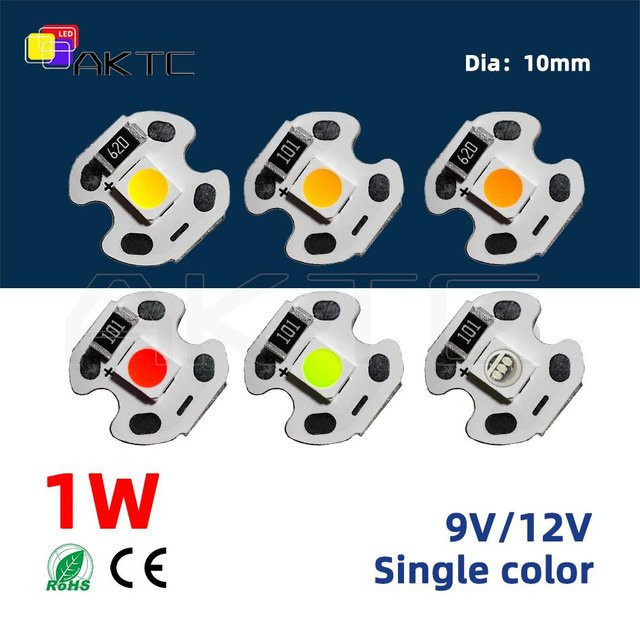 5er Set Ankatec DC LED Lichter mit Aluminium-Platte, SMD3030 Perlen, 1W, 9V-12V, Farben: Rot, Grün, Blau und Warmweiß - Bild 1
