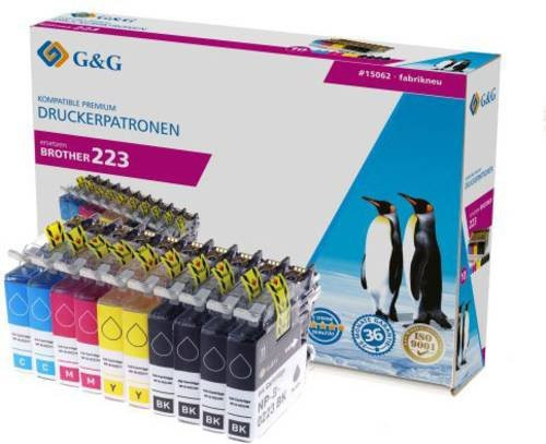 G&G Tintenpatronen Kombi-Pack kompatibel mit Brother LC-223, Farben: Schwarz, Cyan, Magenta, Gelb - Bild 1