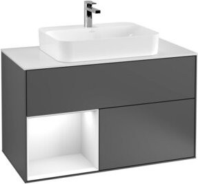 V&B Waschtischunterschrank Finion 100 mit Wandbeleuchtung, Anthrazit lackiert, B: 100 cm, H: 50,1 cm, T: 50,1 cm - Bild 1