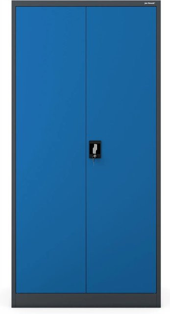 Jan Nowak Mehrzweckschrank Dawid aus pulverbeschichtetem Stahl mit Kleiderstange und Regalböden, Anthrazit-Pfauenblau, H x B x T: 185 x 90 x 45 cm - Bild 1