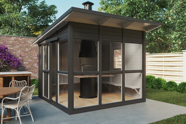 Grillpavillon Noah von Hansagarten24 aus Holz in Braun, B/T: 4 x 3 m - Bild 1