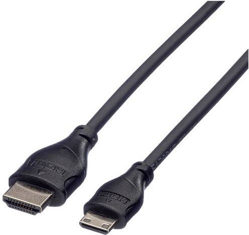 Roline HDMI Anschlusskabel mit HDMI-A und HDMI-Mini-C Stecker in Schwarz, Länge: 0,80 m - Bild 1