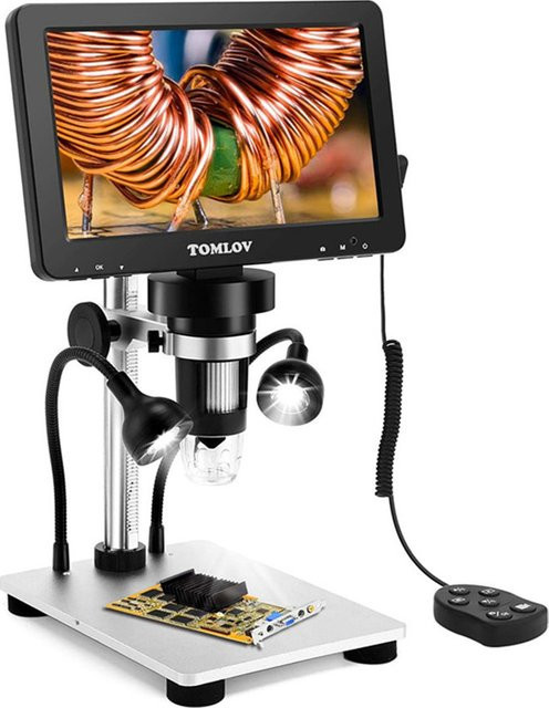 TOMLOV DM9 Professionelles Digitalmikroskop mit 1200-facher Vergrößerung, 7-Zoll-LCD und verstellbarem Display in Schwarz - Bild 1