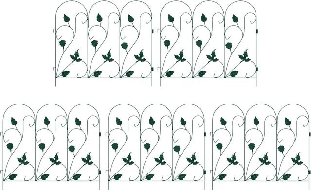 vidaXL Gartenzaun Spalier aus Stahl in Grün, B/H: 307 x 54,5 cm, Tiefe: 0,3 cm - Bild 1