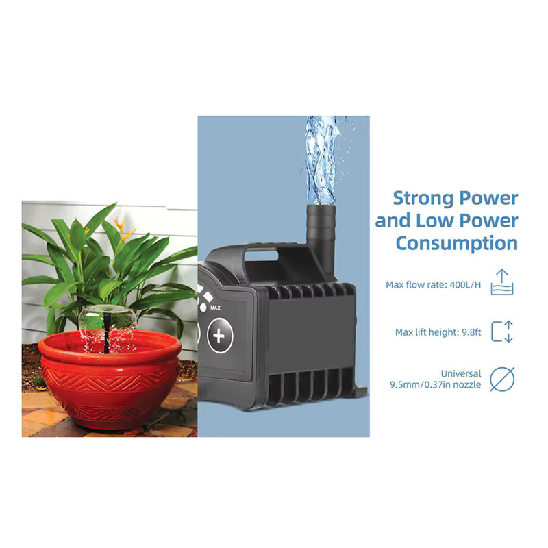 KEKA 5 V Tauchwasserpumpe in Schwarz, kleine Brunnenpumpe mit 0–600 l/h Förderleistung, 8 einstellbare Stufen und USB-Aufladung für deinen Pool - Bild 2