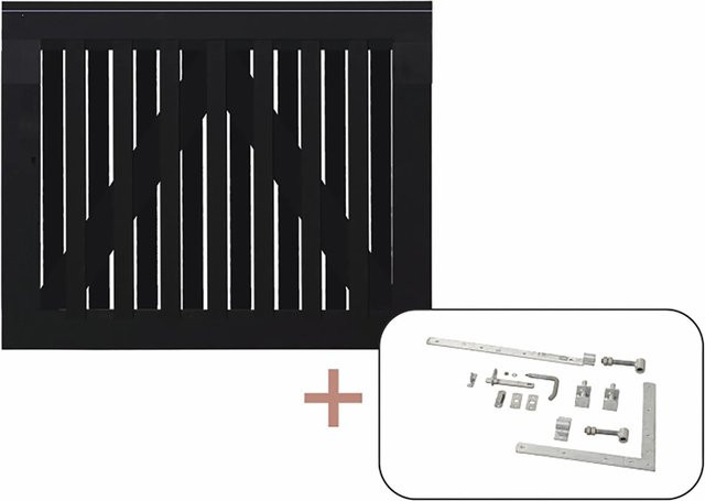 Plus Einzeltor Nagano aus Nadelholz in Schwarz, Breite: 100 cm, Höhe: 80 cm - Bild 1