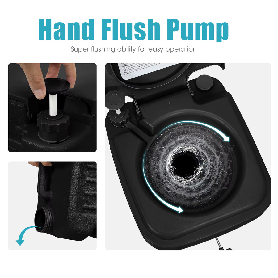 GOFLAME Campingtoilette mit abnehmbarem Abwassertank in Schwarz, 20L + 12L - Bild 3