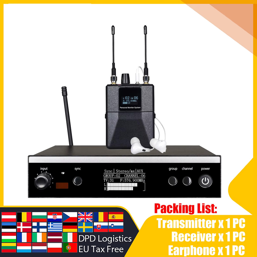 ADUZIC PSM300 Stereo Wireless Monitoring System In-Ear Monitor IEM in Schwarz (566-599 MHz) - Bild 5