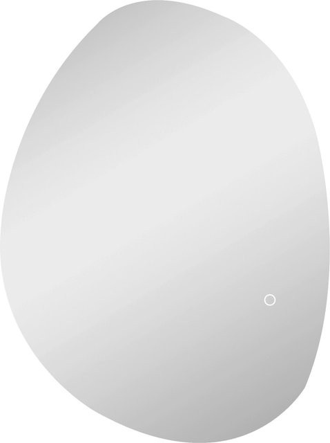 HOMCOM Badspiegel mit LED, asymmetrisches Design, Antibeschlag-Funktion, dimmbar und mit Touch-Schalter, Farbe: Silber - Bild 1