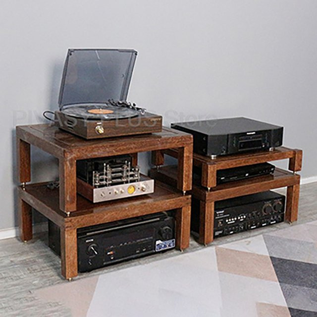 PIVASY Audio Rack aus Massivholz in Braun mit 3 Ebenen für dein Home Theater - Bild 1