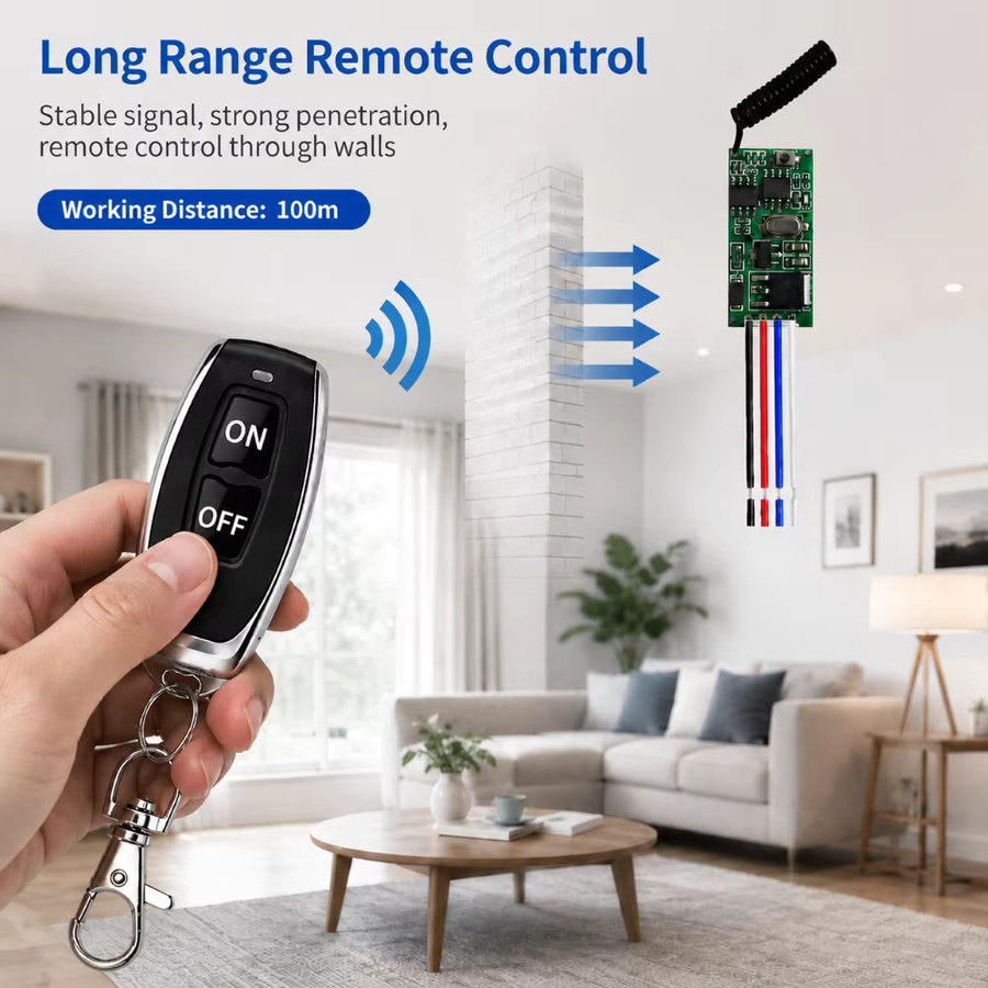 FUNNYSHIELD 433MHz RF-Relais-Empfänger Mikro-Empfängermodul Controller Schalter für 12V 24V Drahtlose Fernbedienung - Bild 5