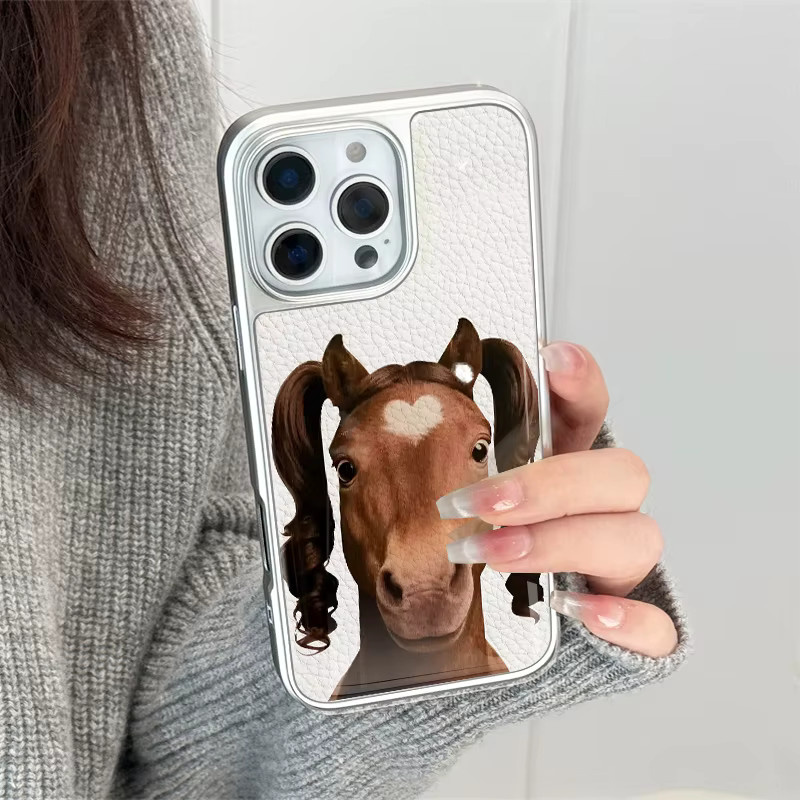 AIR PLUS Handyhülle mit Pferdeschwanz-Design und Lederstruktur für iPhone 11 bis 16 Pro Max, sturzsicher - Bild 4
