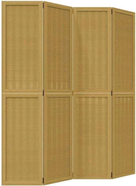 vidaXL 4-teiliger Raumteiler aus Paulownia-Massivholz und Bambus in Braun, H: 180 cm, B: 140 cm, T: 1,6 cm - Bild 1