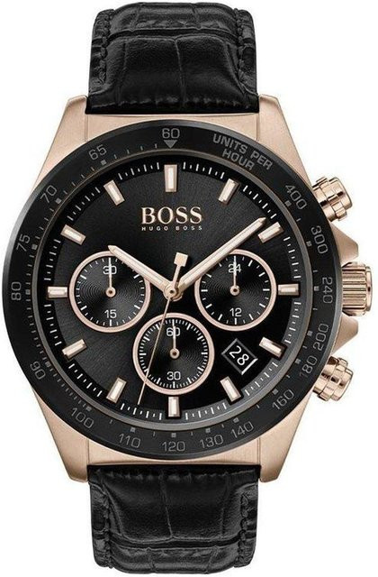 Hugo Boss Armbanduhr, Quarz, Edelstahl, Roségold, Leder, 45.7 mm, Herren - Bild 1