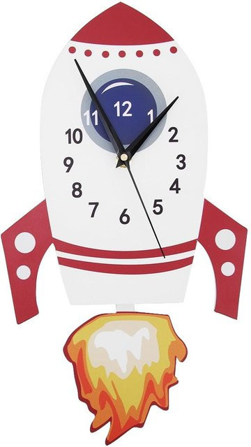 Tooarts Cartoon Stumme Wanduhr für Kinder mit Pendel in Weiß - Bild 1