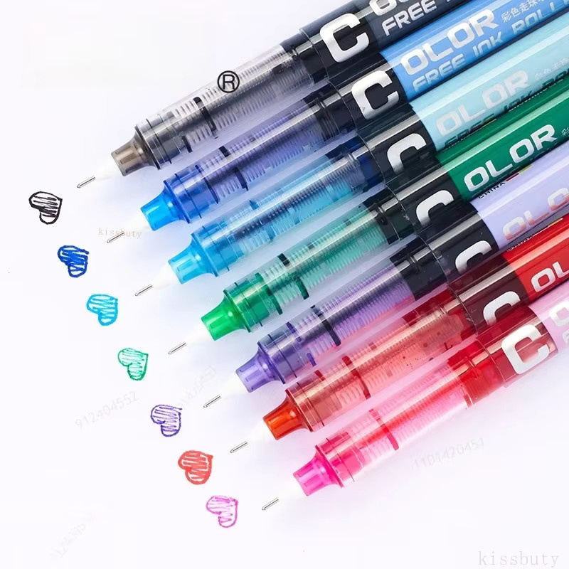 7er Set Kissbuty Tintenroller mit extrafeiner Spitze in Blau, Stärken: 0,28 mm, 0,38 mm und 0,5 mm - Bild 3