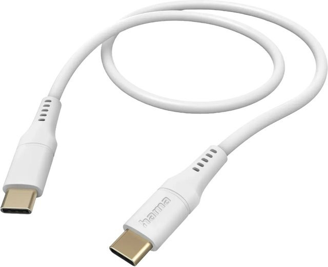 Hama USB-C Ladekabel aus flexiblem Silikon in Weiß, 1,5 m - Bild 1