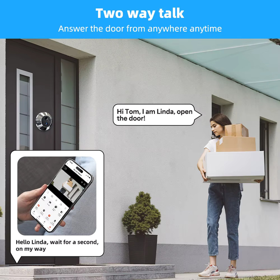 Tuya SmartLife Digitaler Türspion mit 3MP Weitwinkel-Kamera, Batteriebetriebener WLAN Türspion mit Zwei-Wege-Kommunikation und PIR-Sensor - Bild 3
