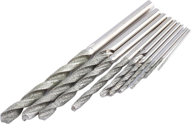 10er Set TOMTOP Diamant-Bohrer für Glas, Fliesen und Stein in Silber, Durchmesser: 0,8-4,0 mm - Bild 1