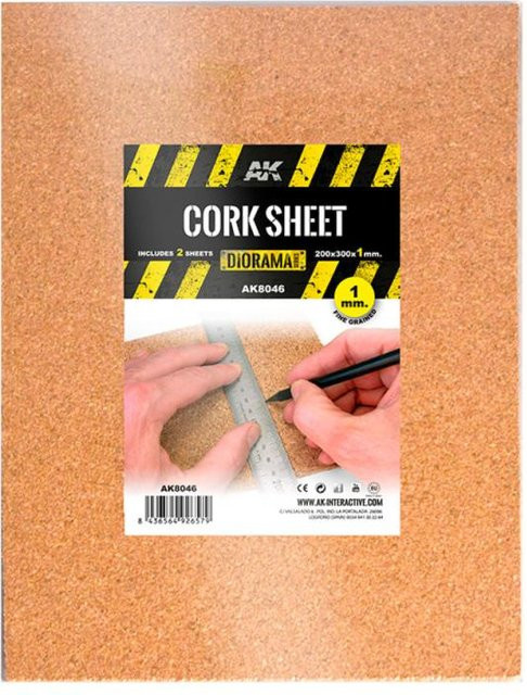 AK Interactive Cork Sheets - Fine Grained, 2-teiliges Set - Bild 1