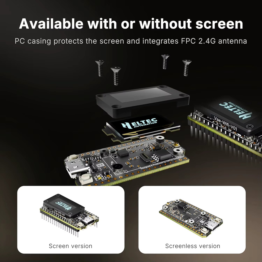 Heltec V4 ESP32-S3 LoRa Entwicklungsboard mit SX1262 Modul, WiFi und Bluetooth, 2MB, 915MHz Antenne, Schwarz - Bild 3