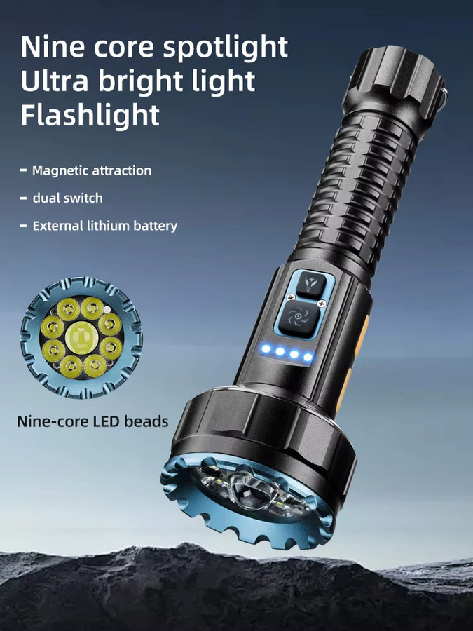 KDULIT Taktische LED-Taschenlampe, wiederaufladbar via USB, Schwarz - Bild 5