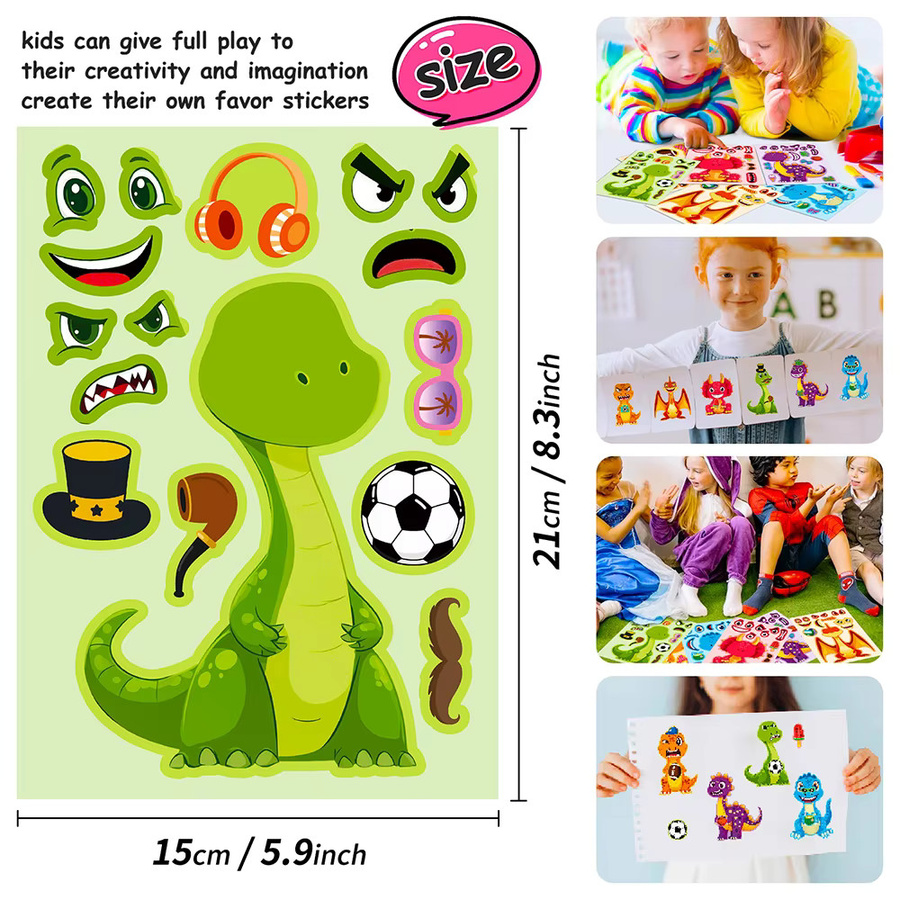 Charile Dinosaurier Puzzle-Aufkleber, Lernspielzeug, 6/12 Blatt - Bild 3