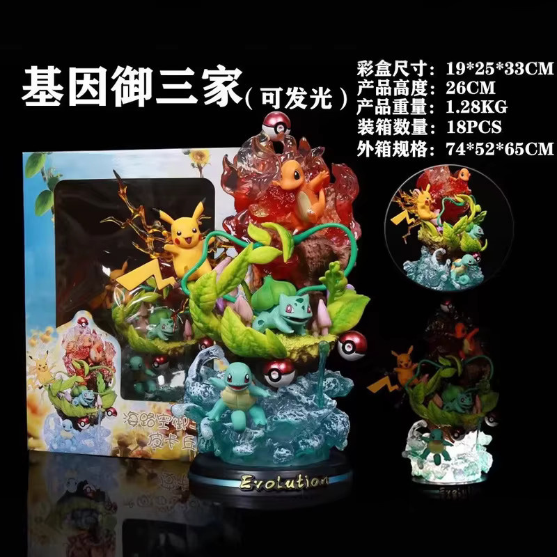 Bandai Pokémon Kanto Starter Evolution Group, Leuchtende PVC-Statue, Set / Bundle - Bild 2