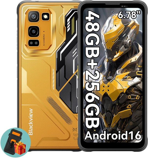 Blackview FORT 5 Robustes Android Smartphone in Gelb mit 108MP Kamera, Nachtsicht, 6,78 Zoll 120Hz Display, 12GB RAM, 256GB ROM, 5000mAh Akku, Dual-SIM und NFC - Bild 1