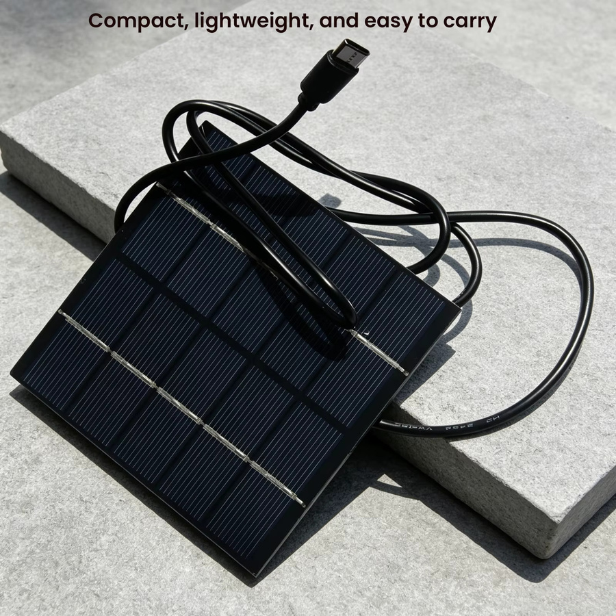 APWIKOGER Solar-Ladepanel mit Typ-C-Ausgang, 1,5 W 5 V polykristallines Solarpanel mit 1 m USB-Kabel für Smartphones, Powerbanks und Tablets - Bild 3