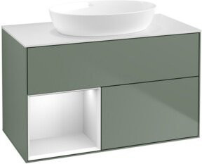 V&B Waschtischunterschrank Finion 100 in Weiß lackiert mit Regal, Breite: 100 cm, Tiefe: 50,1 cm, Höhe: 50,1 cm - Bild 1