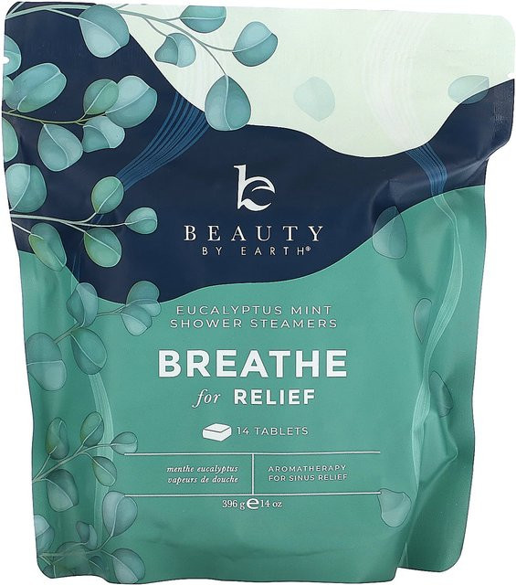Beauty By Earth Breathe for Relief Dusch-Dampfbad, Eukalyptus, Minze, 14 Tabletten - Bild 1