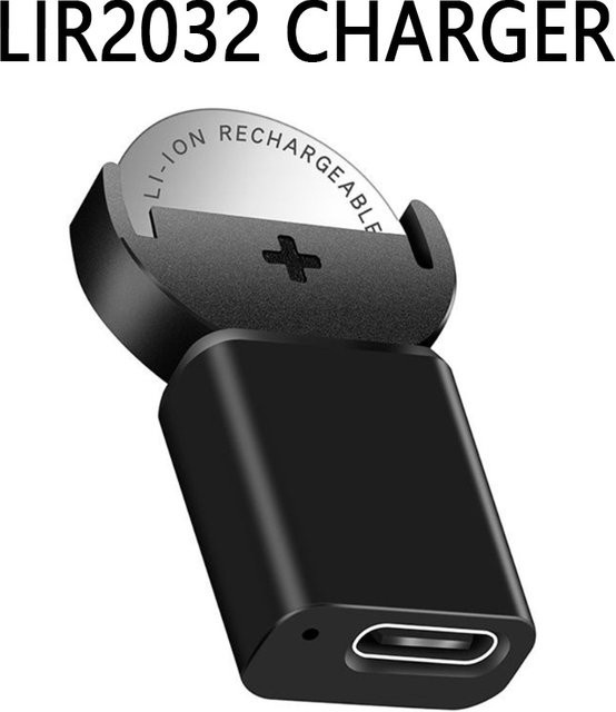 KAFNHCKA USB Typ-C Schnellladegerät für Li-Ionen Knopfzellen LIR2032 LIR1632 LIR2025 LIR2016 LIR2032H in Schwarz - Bild 1