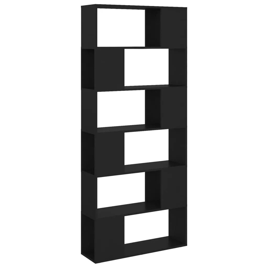 vidaXL Bücherregal Raumteiler Schwarz aus MDF, B/T/H: 80 x 24 x 186 cm - Bild 2